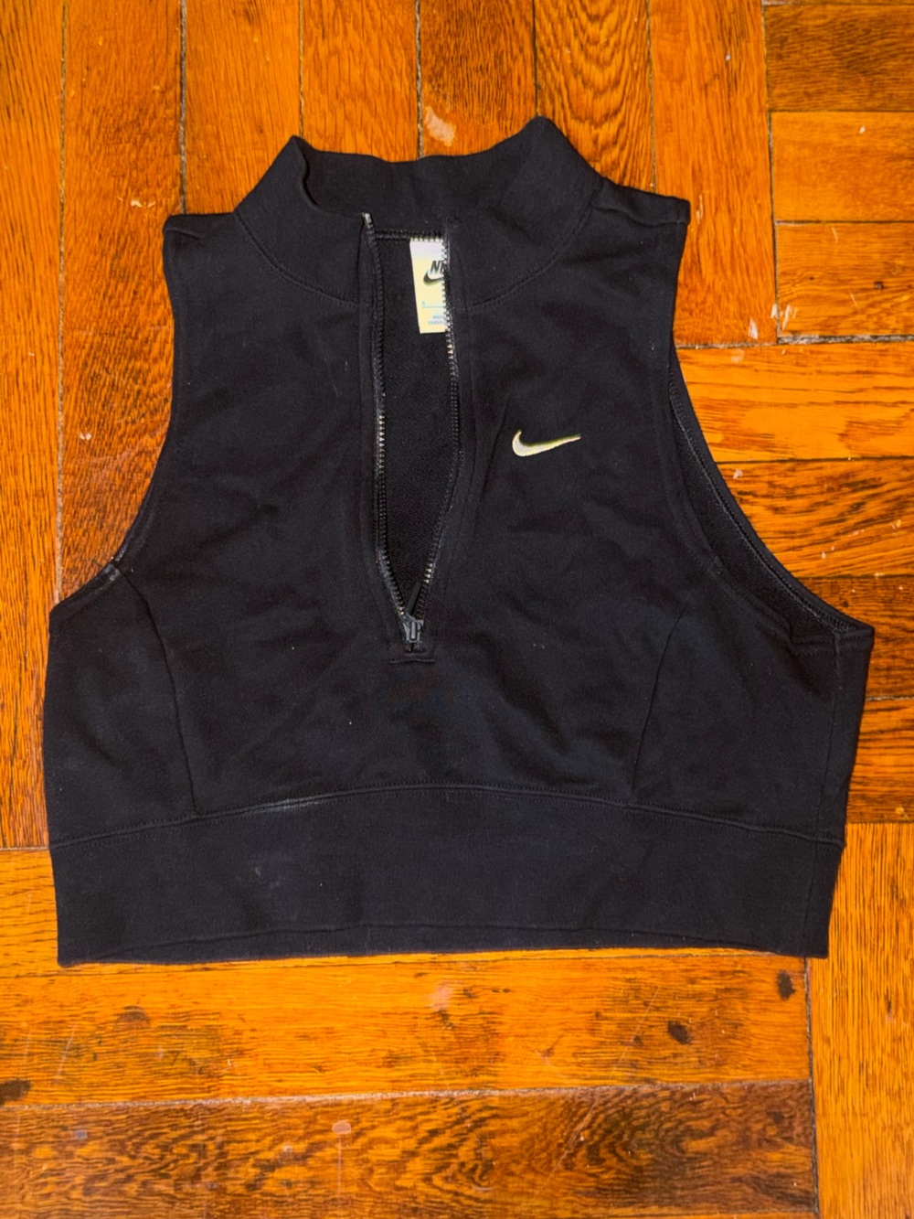 Nike Black Cropped Sleeveless Zip-Up Tank Top